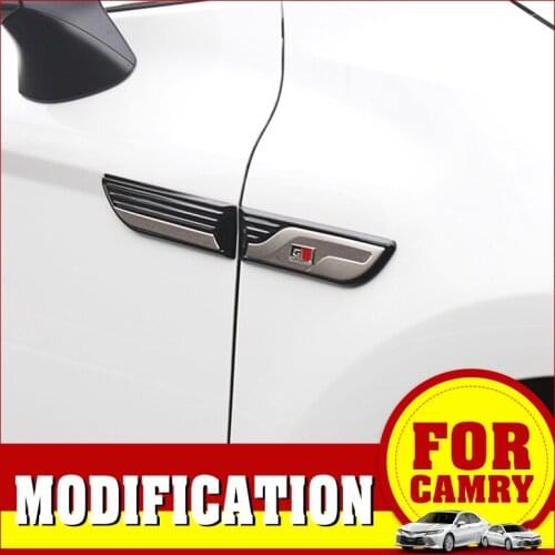 Modification 3D Car Styling 4PCS Metal + Resin Side Wing Badge Emblem Car Sticker For toyota camry 2018 accessories