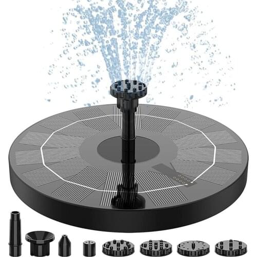 Solar Fountain Pump, Water Fountain Pump With 6 Nozzles,Solar Birdbath Floating Fountain For Garden,Outdoor, Aquarium