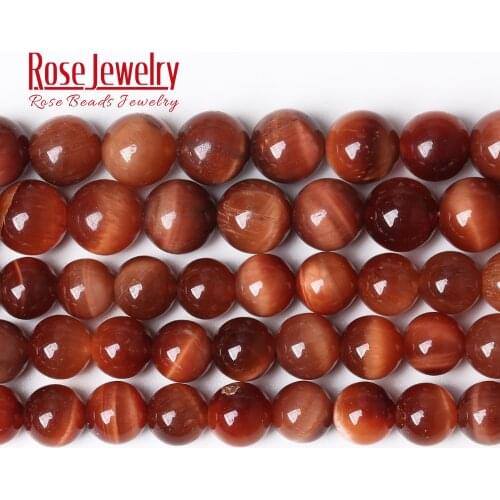 Natural Stone AAAAA Quality Orange Tiger Eye Agates Round Loose Beads 15" Strand 4 6 8 10 12 14 MM Pick Size For Jewelry Making