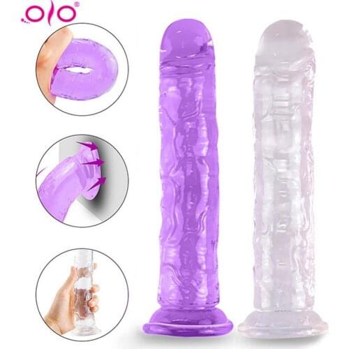 OLO Crystal Jelly Dildo G-spot Anal Masturbation Sex Toys for Couples Dildo Suction Cup Penis Thrusting Dildo Phalos for Gay