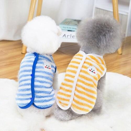 Wholesale New Autumn Winter Dog Clothes For Small Dogs Boy Girls Teddy Stripe Fleece Jacket Coat Puppy Outfit Pet Clothing
