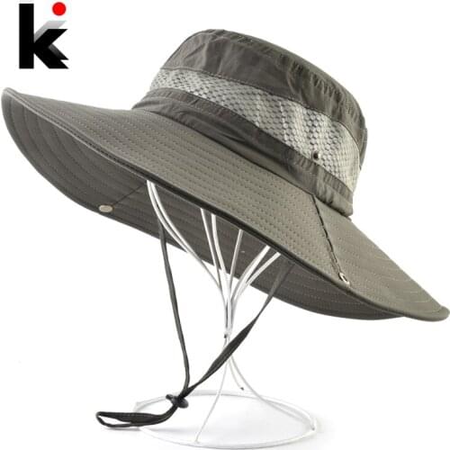 Mens Bob Bucket Hat Summer Breathable Mesh Sun Cap Men Outdoor Hiking Climbing Wide Brim Hat Sun Proteciton Beach Hats Women