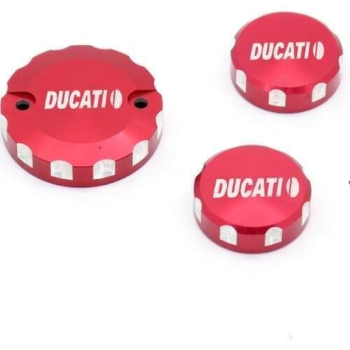 Front Brake Clutch Rear Brakes Fluid Reservoir Cylinder Cover Oil Cap Tank Cup Red Logo For DUCATI Monster 1100/S/EVO