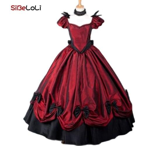 Southern Belle Victorian Wine Red Wild West Masquerade Gown Renaissance Gothic Victorian Dress Theater Costume Halloween Gown