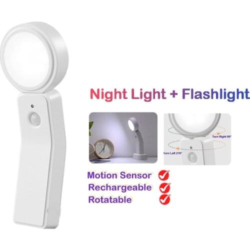 Portable Night Light Room Cabinet Motion Light Motion Sensor LED Light Lamp Indoor Rechargeable Flashlight For Kitchen Stair