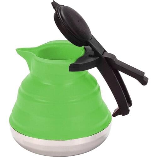 Portable Stainless Steel Silicone Collapsible Folding Water Kettle Outdoor Camping Travelling Hiking 1.5L Folding Tea Kettle