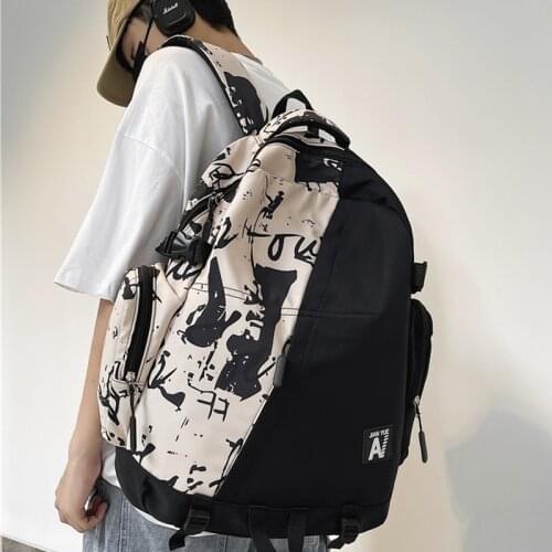 Harajuku Girl Male School Bag Female Graffiti Print Men Backpack Women Book Boy Bag Nylon Ladies Fashion Laptop Backpack Student