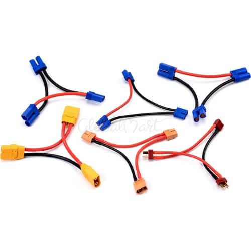 XT60 / XT90 / T Plug / EC5 / EC3 Connector Male to Female 12AWG / 14AWG Battery Adapter Parallel Y Shape RC Connection Cable