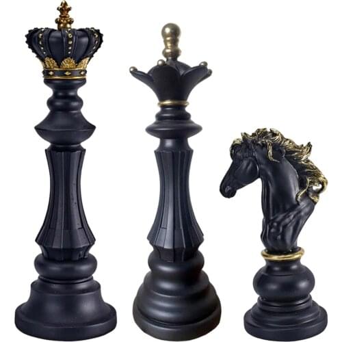 Resin International Chess Statue Figurines Ornament King Queen Knight Crafts