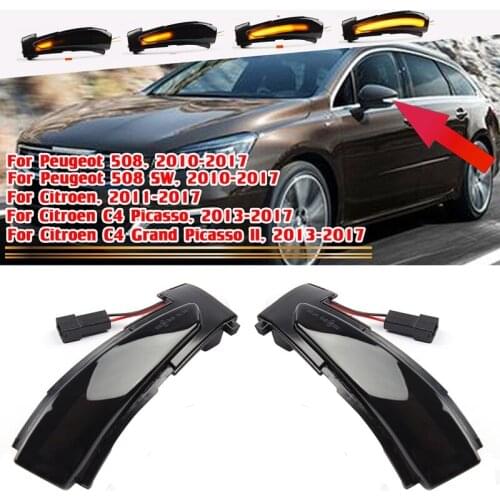 LED Dynamic Side Rearview Mirror Indicator, for Peugeot 508 Citroen DS5 C4 Picasso 2010-2016 Turn Signal Lights Lamp
