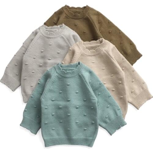 Kaiya Angle New Arrivals Kids Sweater Cute Solid O-Neck Toddler Baby Girl Sweater Casual Girls Autumn Clothes