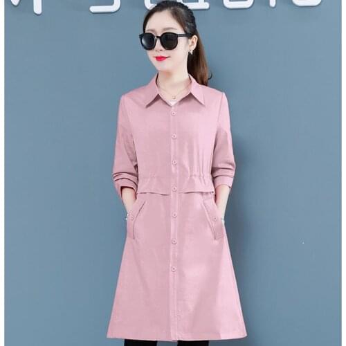 Womens Trench Coat Fashion NEW Spring Autumn Jacket Long Sleeve Pocket Single-Breasted Casual Ladies Windbreaker Outerwear A381