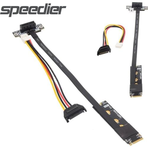 M.2 NVMe To x1 PCIe Extension Cables For BTC Mining GPU PCI-E X1 To M2 M Key NVME Riser Adapter Graphics Card Extender 4Pin Sata