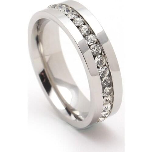 UFOORO Hot sale wedding ring new design stainless steel white zircon party jewelry rings for women engagement gift wholesale