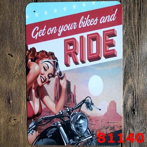 20x30CM Get on Your Bikes and Ride Vintage Metal Signs Tin Metal Painting Metal Poster Pub Decoration Tin Sign