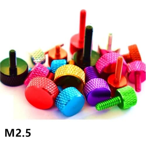 M2.5 Colourful Aluminum Alloy Computer Case Power Screws DIY Hand Screw Knurling Thumb Screw For Remote Control Aircraft