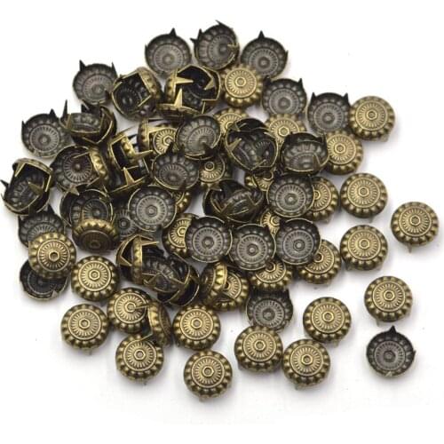 KALASO 100PCS Wholesale 11mm Bronze Color Antique Dome Stud Claw Rivets DIY Craft Supplies Leathercraft Handmade Accessories