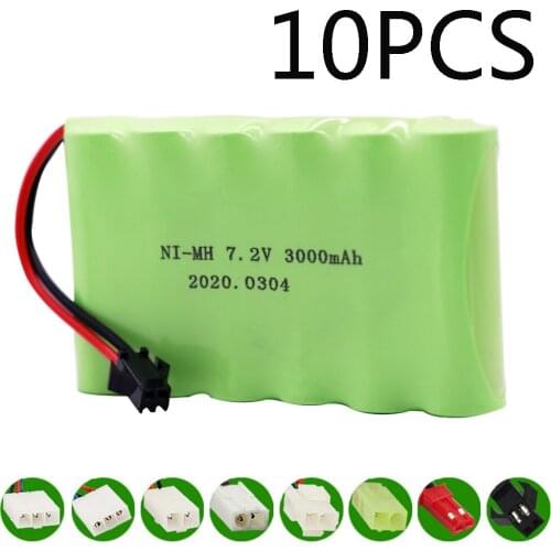 10PCS Upgrade 7.2V 3000mAh NiMH Battery For Rc toys Cars Tanks Train Robot Gun Ni-MH AA 7.2v Batteries Pack SM/Tamiya/EL-2P Plug