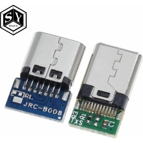 10pcs USB 3.1 Type C Connector 12/24 Pins Female/Male Socket Receptacle Adapter to Solder Wire & Cable 24 Pins Support PCB Board