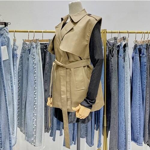 2020 New Arrival Womens Vest Sleeveless Jacket Coat Vintage Slim Waistcoat Female Trench Style Autumn Winter Outwear Gilet femme