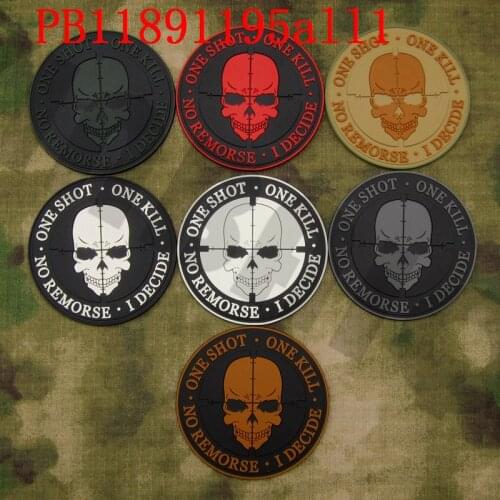 3D PVC Patch Sniper ONE SHOT ONE KILL NO REMORSE I DECIDE Tactical Military Morale