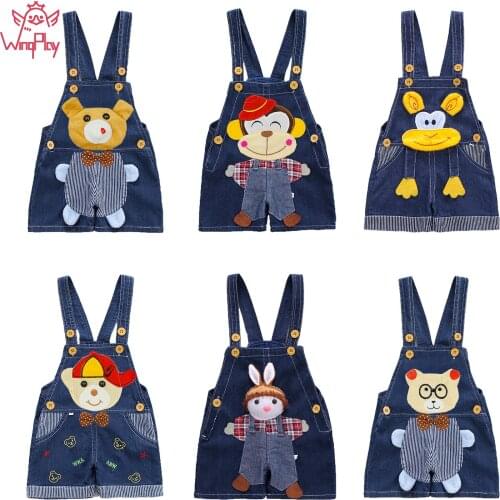 1 2 3 4t Unisex Baby Clothes Animal Cartoon New Born Baby Clothes Cute Baby Girl Clothes Sleeveless Toddler Kids Denim Rompers