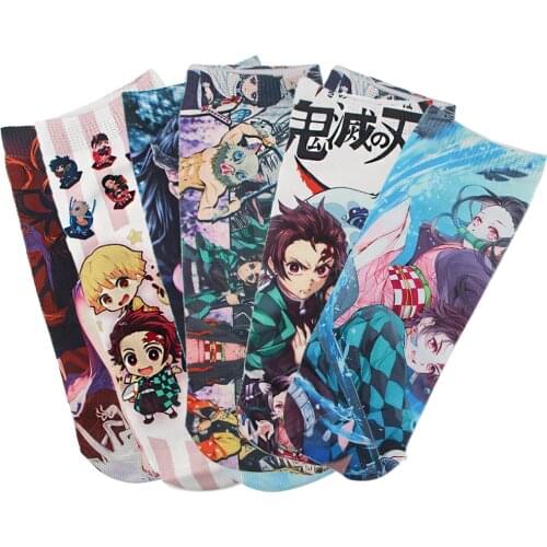 DZ808 Cotton Anime Happy Sock Demon Slayer Kimetsu No Yaiba Blade of Ghost Socks For Women Girl Gift Cosplay