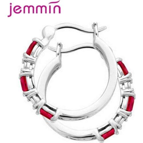 Top Quality Earrings for Women 925 Sterling Silver Jewelry Pave Shiny Red White Cubic Zirconia Fresh Style Gifts Free Shipping