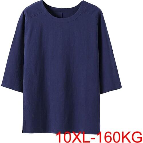 Large Size 10XL 160kg Autumn Summer Oversized T-shirt Men Bust 158cm 9XL 8XL 7XL 6XL Cotton Loose T-shirts