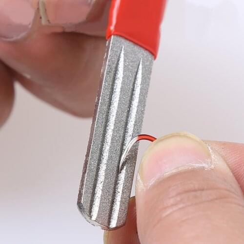 Hot Portable Double Groove Fishing Hook Sharpener Diamond Sharpening Hone Fishing Tackle Box Easy To Use Hooks Fishing Equipment