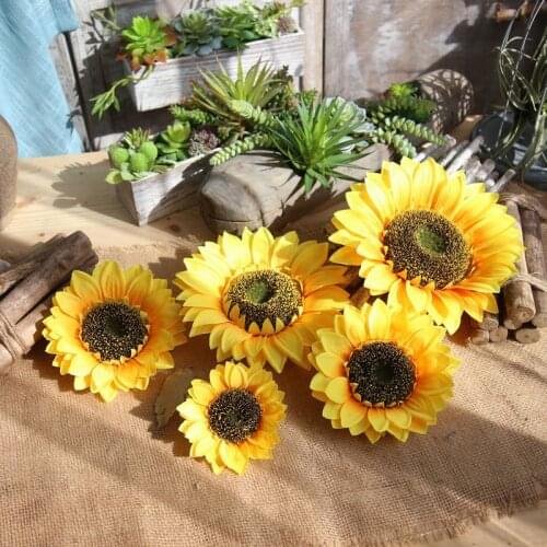 Artificial Silk Flowers Large Sunflower Head for DIY Scrapbooking Wreath Craft Home Wedding Decoration Fake Flowers 5 Size