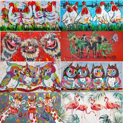 New cartoon Parrot & chicken room decor Embroidery Pattern diamond 5D DIY paintings 3D Cross stitch mosaic animals wall stickers