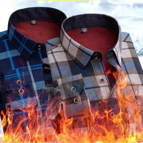 Classic Brand Mens Plus Velvet Padded Shirt 2021 Autumn and Winter New Business Fashion All-match Warm Top Male Quality Clothes