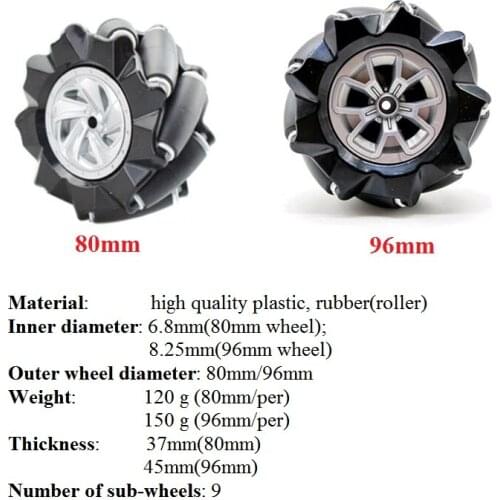 80mm/97mm Mecanum Wheel High Hardness Plastic Mecanum Wheel Omni-directional Wheel ROS Smart Robot Car Chassis Accessories