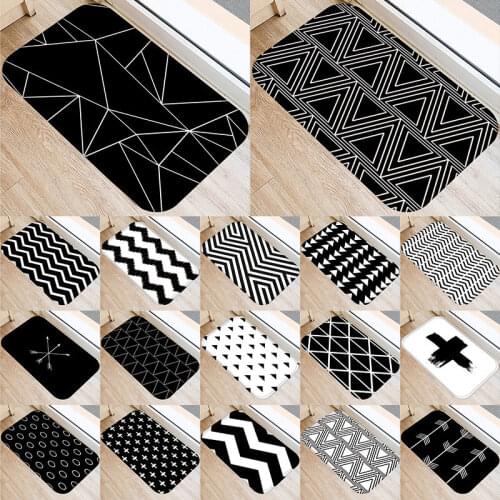 Nordic Black and White Printing Entrance Welcome Door Mat Bathroom Kitchen Floor Mat Living Room Non-slip Carpet Alfombra Tapis