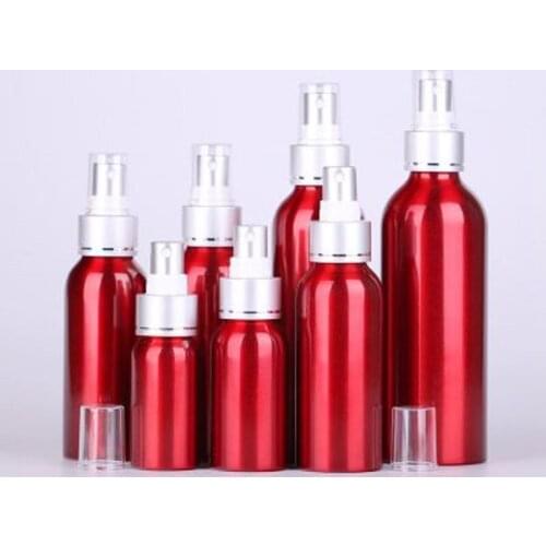 30ml 50ml 100ml Red Spray Pump Bottle 120ml Moisturizing Toner Bottle Aluminum Metal Bottle 150ml Empty Cosmetic Packing 200ml