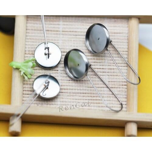 10pcs Round 316L Stainless Steel Lever Earrings Base Blank Earring Fit 8-20mm Glass Cabochon For DIY Earring Accessories Making