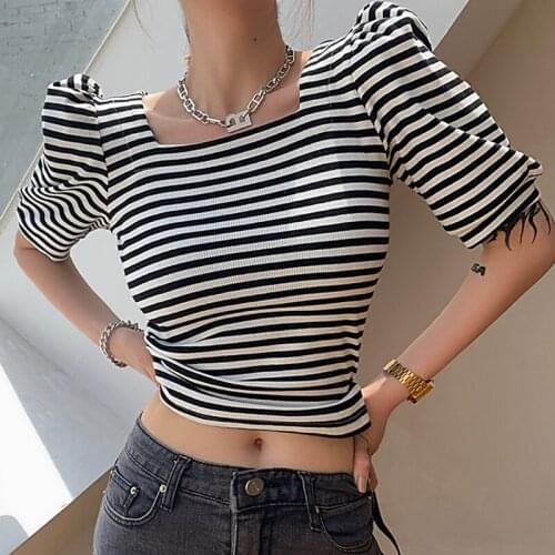 Женские полосатые футболки Lucyever China At AliExpress