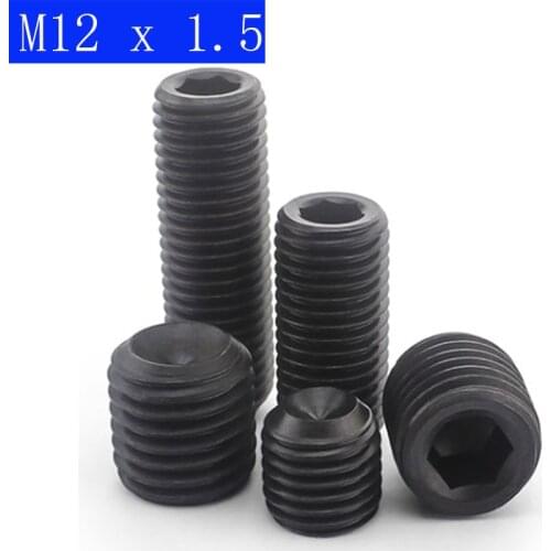 M12 x 1.5mm ( 12mm ) FINE PITCH GRUB screws socket SET screws CUP point HIGH TENSILE 12.9