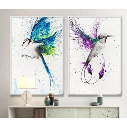 Modular Home Decor Wall Art Canvas Painting Splash Abstract Flying Birds Pictures Hd Prints Nordic Watercolor Poster For Bedroom