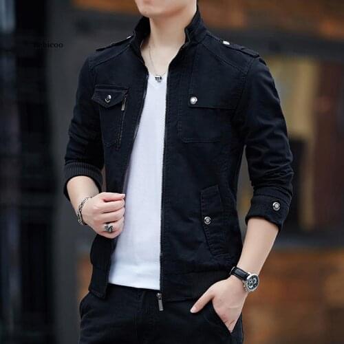 Chaquetas De Carga Para Hombre Nueva Moda Bombardero Hombre Simple Estilo Britnico Clido Chaqueta a Prueba De Viento