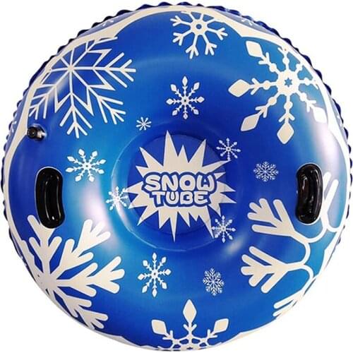 47 Inch Inflatable Snow Sled, Floating Ski Board, Inflatable Ski Circle with Handle, Skiing Accessorie for Kid and Adult