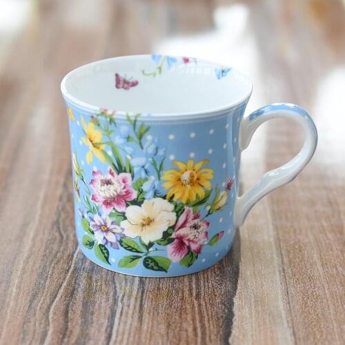 New Flower Sea Ceramic Mug 350ml Bone China Cup for Milk Cereal Cup Tea Cup Lady Favor Bar Supplies DEC057