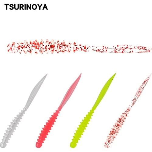 TSURINOYA AJING Lure 40PCS ELEGANT 0.4g 60mm Rockfishing Ocean Rock Fishing Bait Needle Tail Soft Lure Artificial Bait Rockfish