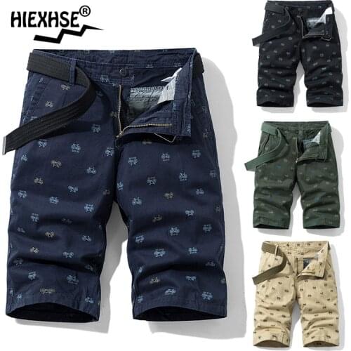 New Men Solid Color Bicycles Printing Pattern Shorts Cargo Shorts Cotton Comfortable Men Casual Shorts Men Bermuda Overalls