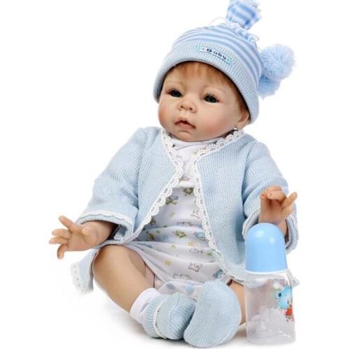 Silicone dolls reborn 22" lifelike boy reborn babies toys for girls kids gift bebe real reborn bonecas with clothing pacifier