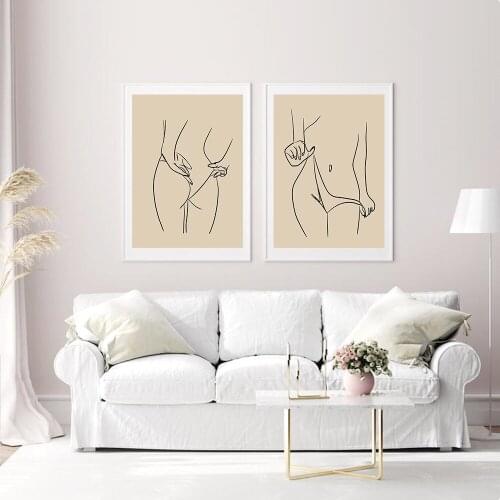 Nordic Minimalist Figures Line Art Abstract Woman Body Nude Wall Canvas Paintings Drawing Posters Prints Decoration for Living