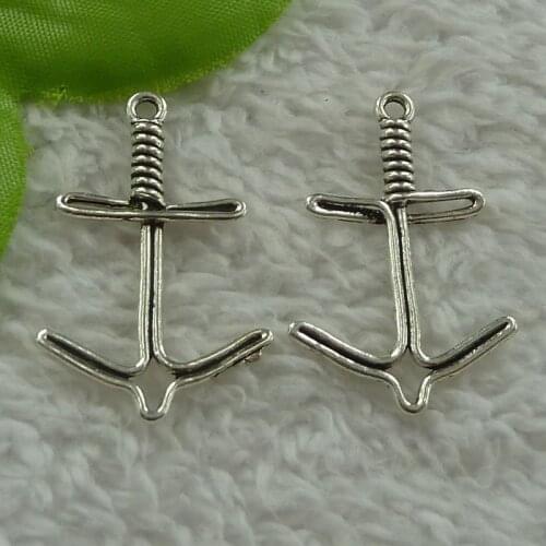 192 pieces antique silver anchor connectors 38x24mm #4018