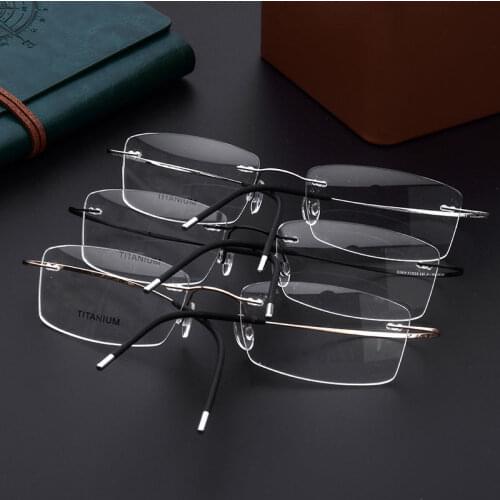 Light-weight Series Men Women B Titanium Rimless Lens Shape changeable Rx Lens EyeGlasses Spectacles Prescription Optical Frame
