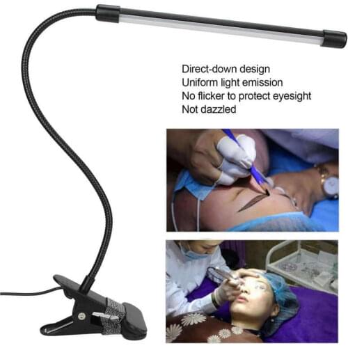 USB Clip-On LED Table Lamp Aluminum Alloy Flexible Dimmable Tattoo Nail Art Desk Lamp Eyelashes Accesories Tattoo Supplies